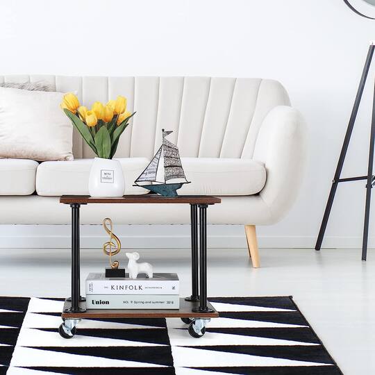 NEX™ Black Industrial Pipe Metal Table Legs with Casters, 4ct.